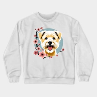 Dandie Dinmont Terrier Revels in Spring Cherry Blossoms Crewneck Sweatshirt